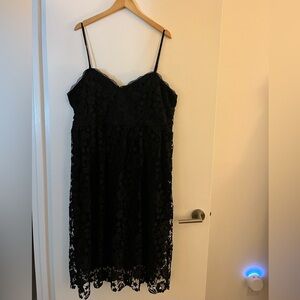 Boohoo Black Plus-size Crochet Lace Midi Skater Dress
